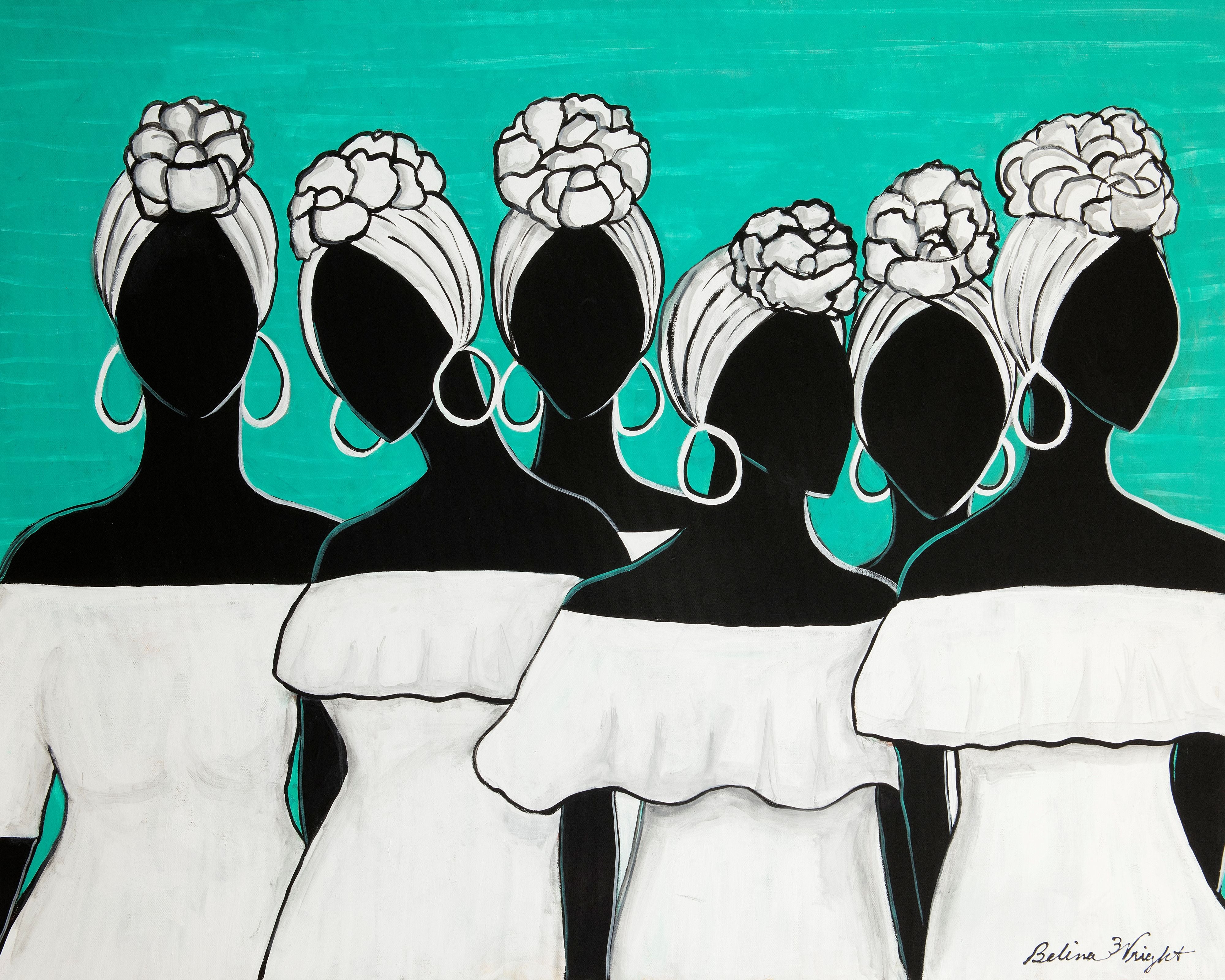 6 Women in White Original Painting