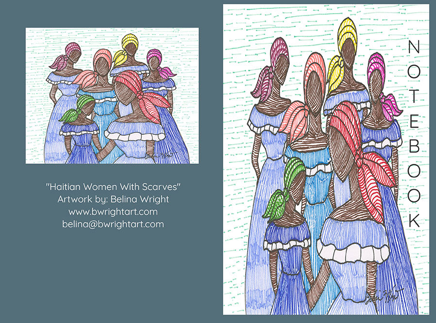 Haitian Women with Scarves Notebook 6 x 9 100 Blank Pages