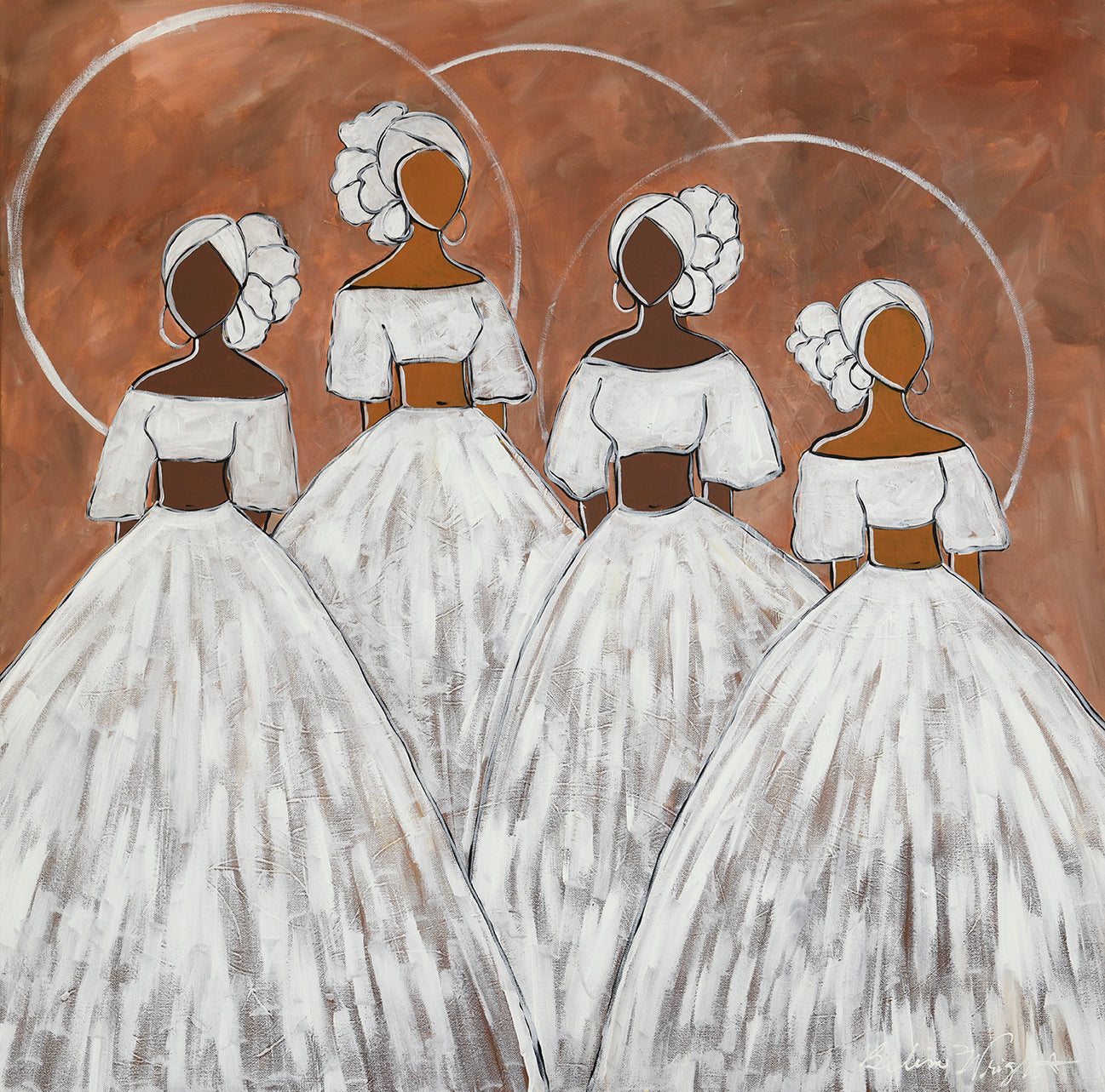 Women in White Turbans Original Painting