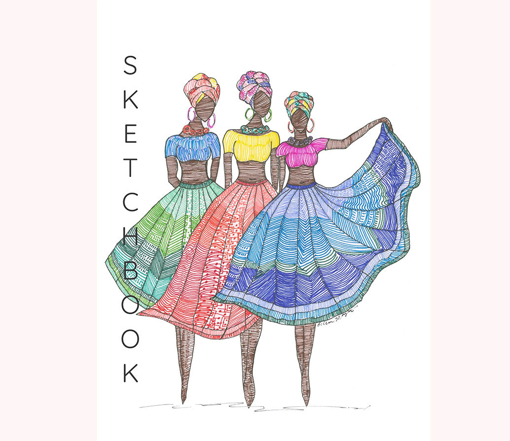 Haitian Women Sketchbook: Blank Pages, 8.5 x 11 inches